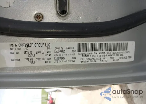 2012 Ram 1500 Slt из США, поврежденный, VIN 1C6RD6GP0CS193316